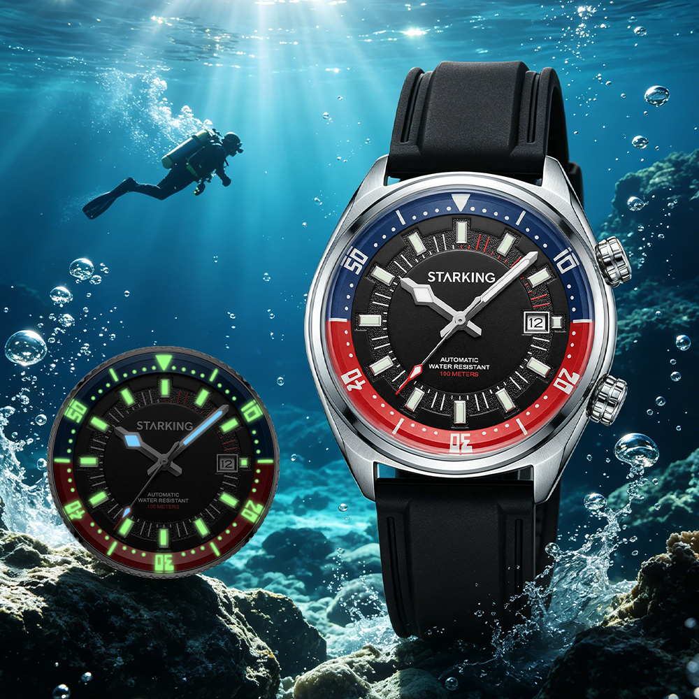 Rubber Strap Diver - STARKING Men's Automatic 8215 Diving Watch