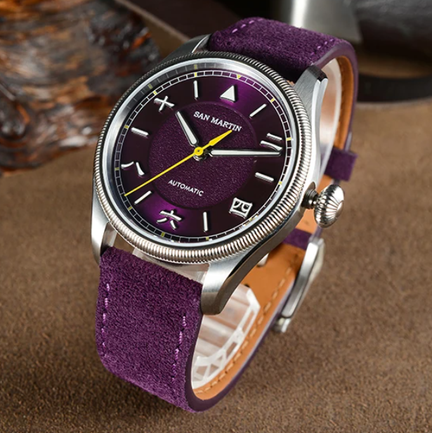 San Martin Men Automatic Watch - Leather Strap Quick Release 评论和价格