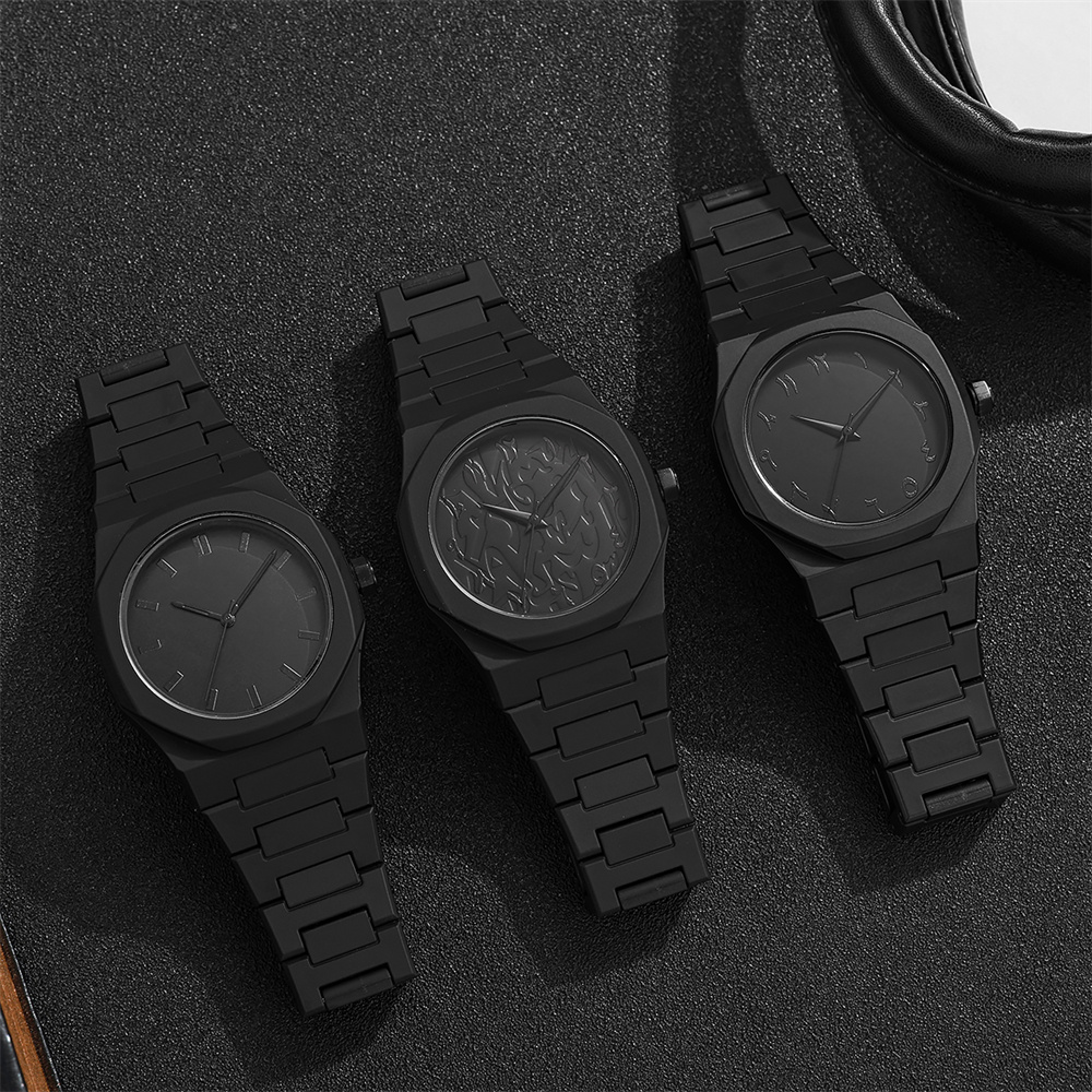 Men's Fashion Simple Black Lar - Butterfly Clasp Deployant 评论和价格
