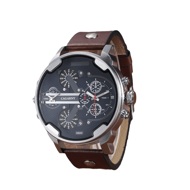 Cagarny Watch 6820 Dual Displa - Leather Watch Band Men 评论和价格