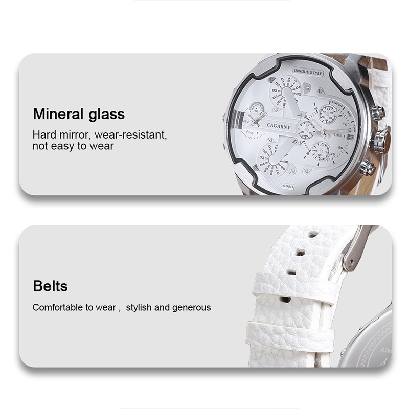Cagarny Watch 6820 Dual Displa - Leather Watch Band Men 评论和价格
