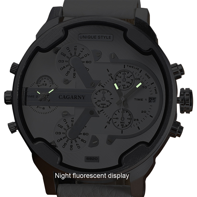 Cagarny Watch 6820 Dual Displa - Leather Watch Band Men 评论和价格