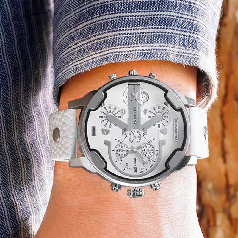 Cagarny Watch 6820 Dual Displa - Leather Watch Band Men 评论和价格