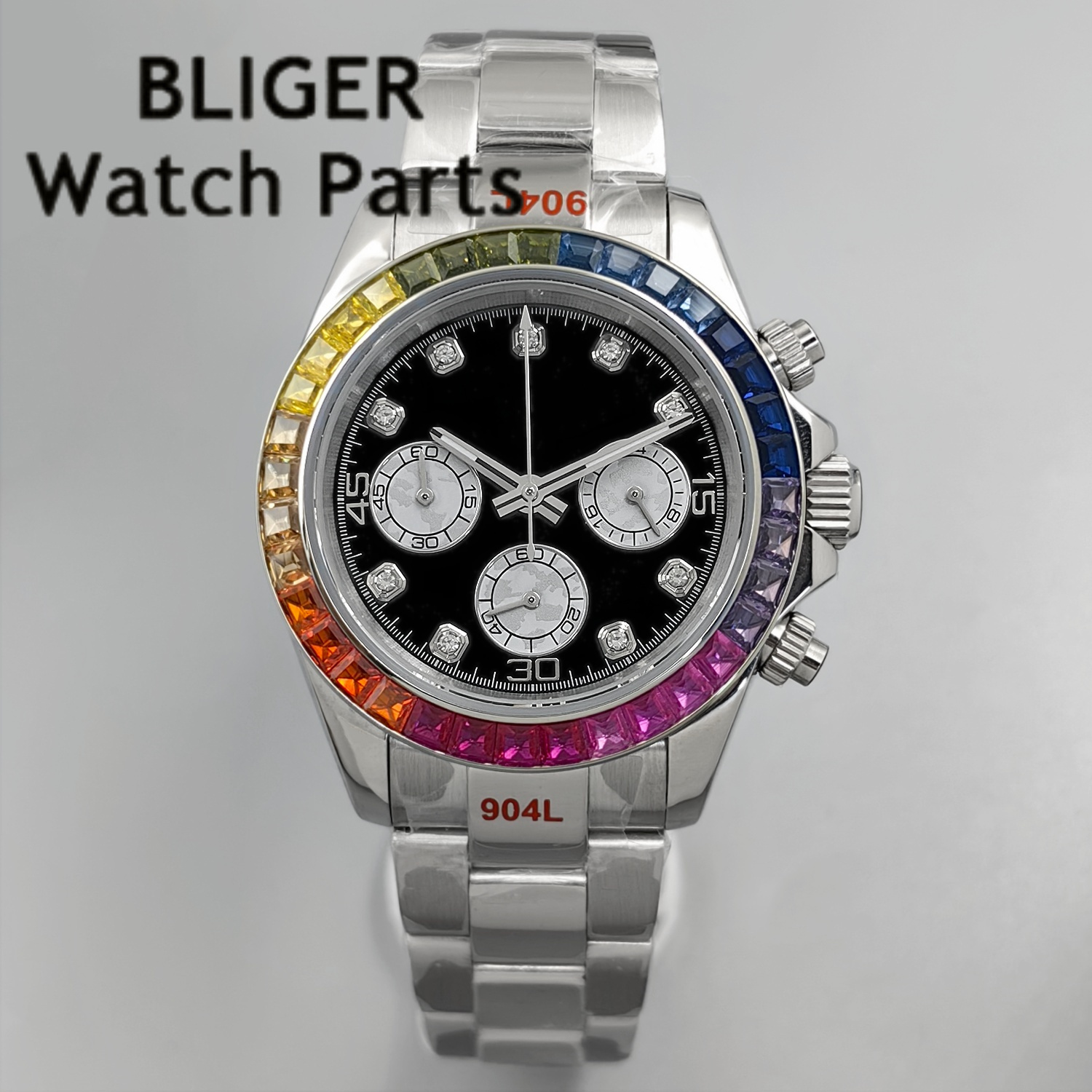 BLIGER Black Panda Dial Multic - Rubber Strap Diver 评论和价格