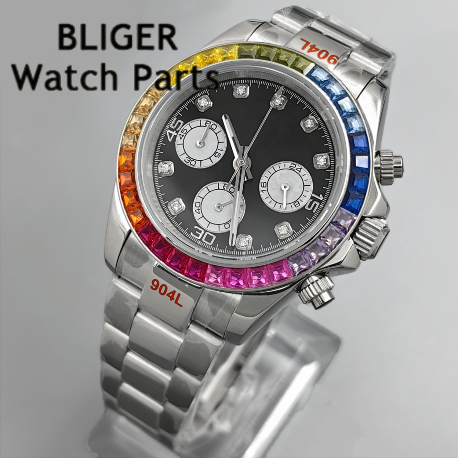 BLIGER Black Panda Dial Multic - Rubber Strap Diver 评论和价格