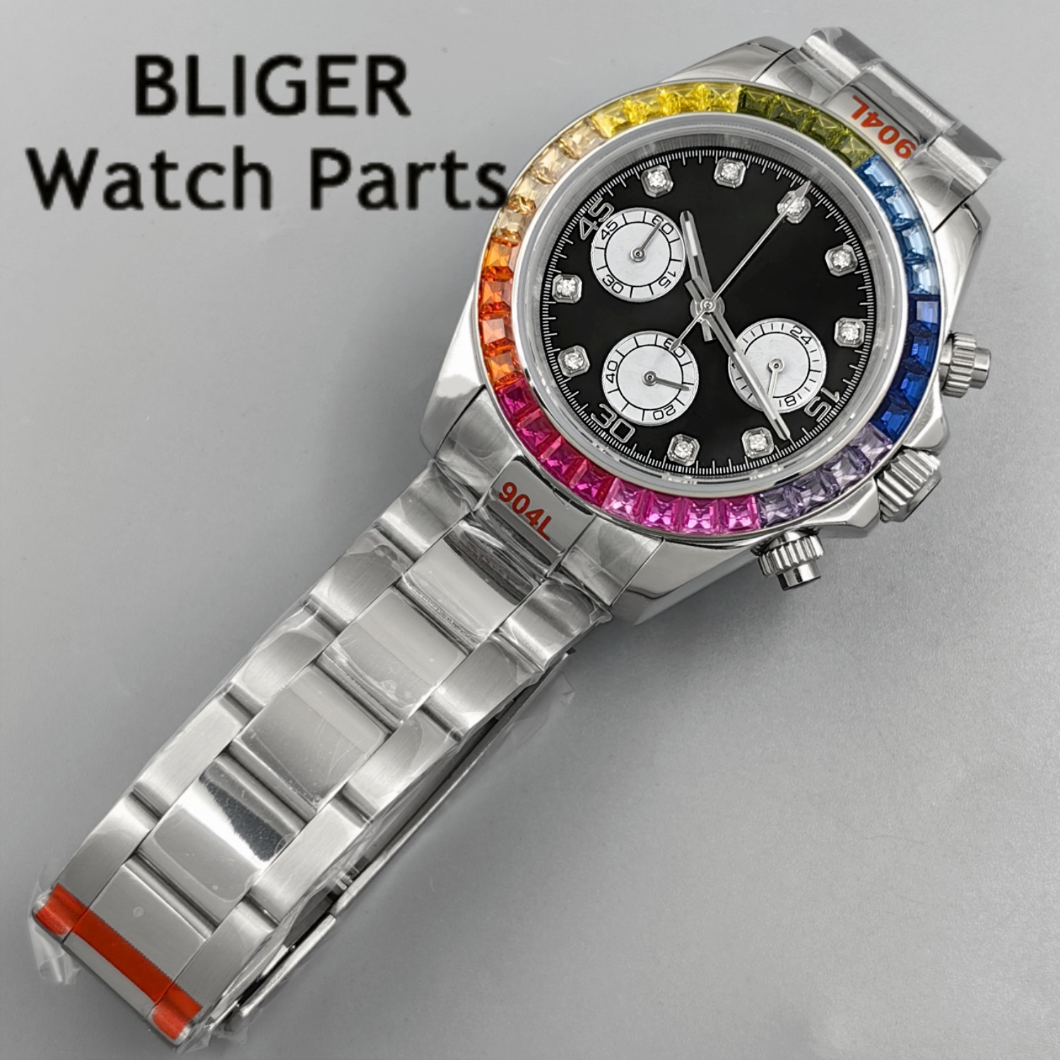 BLIGER Black Panda Dial Multic - Rubber Strap Diver 评论和价格
