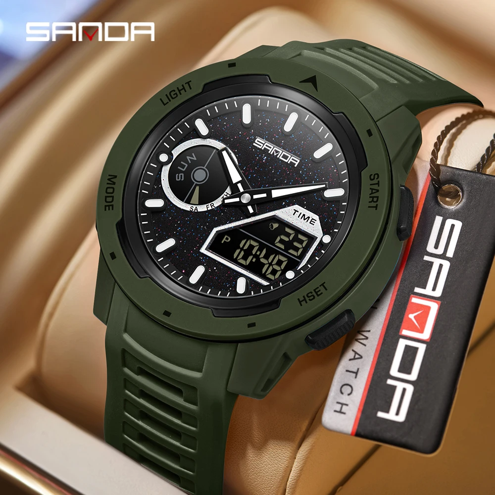 SANDA new men's fluorescent wa - Rubber Strap Diver 评论和价格