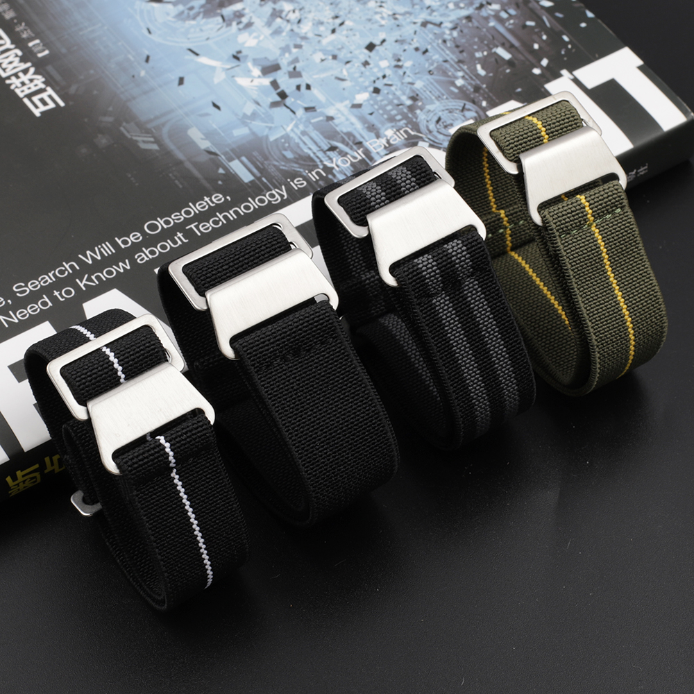 Nylon Watch Band 18mm 20mm 22m - Parachute Strap Elastic 评论和价格