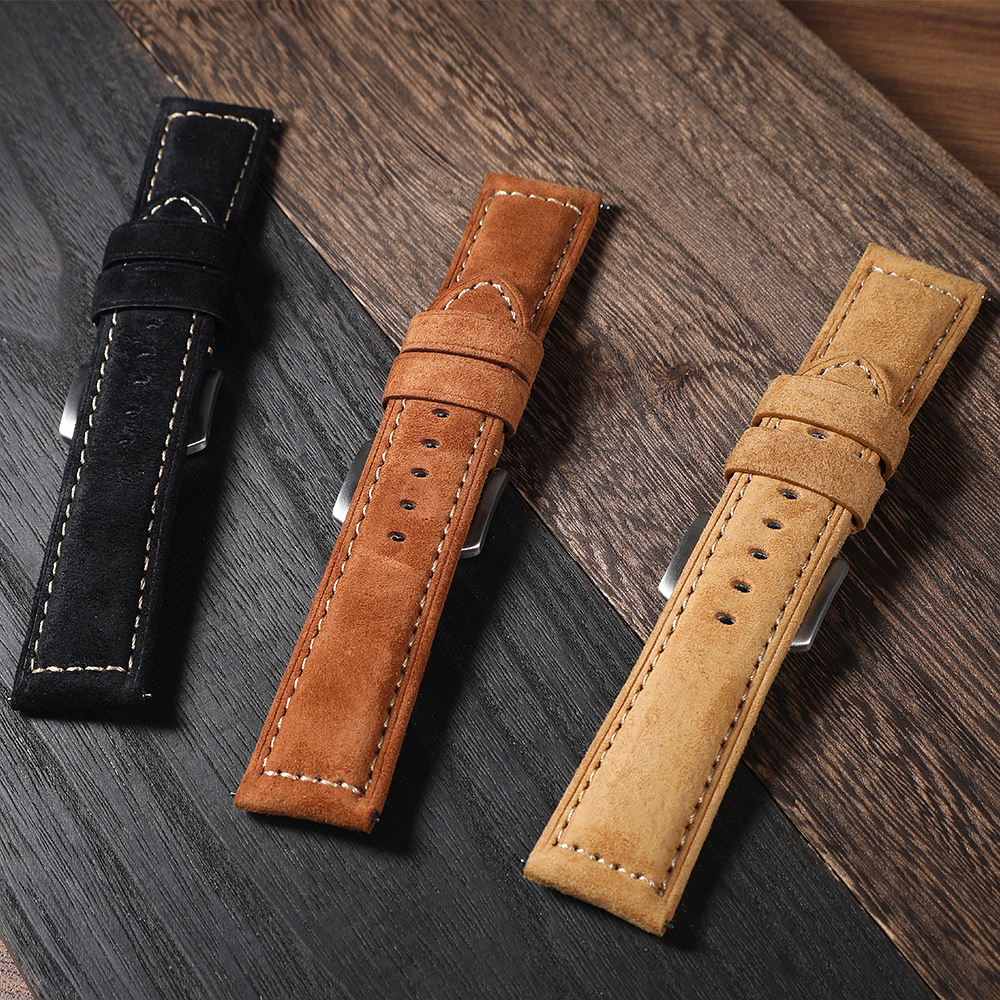 Genuine Suede Watch Strap 22mm - Suede Strap Watch 评论和价格