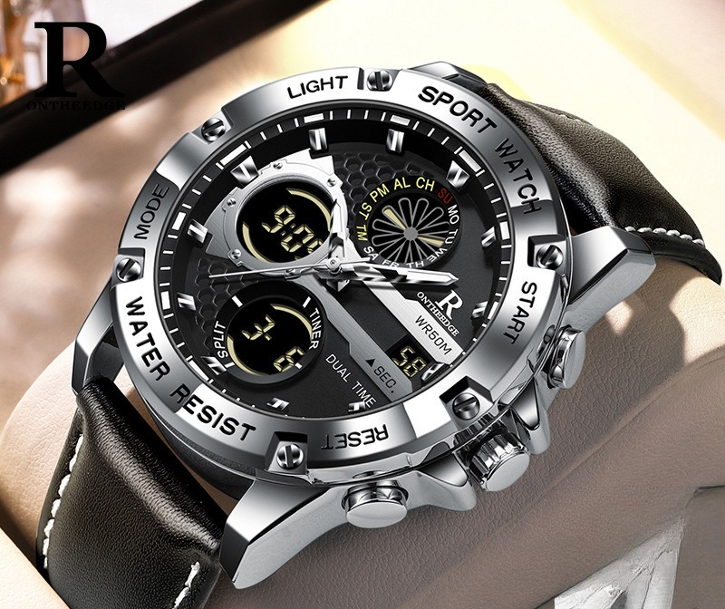 Fashion Men’s Big Face Quartz  - Leather Watch Band Men 评论和价格