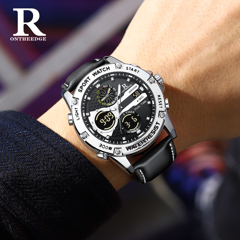 Fashion Men’s Big Face Quartz  - Leather Watch Band Men 评论和价格