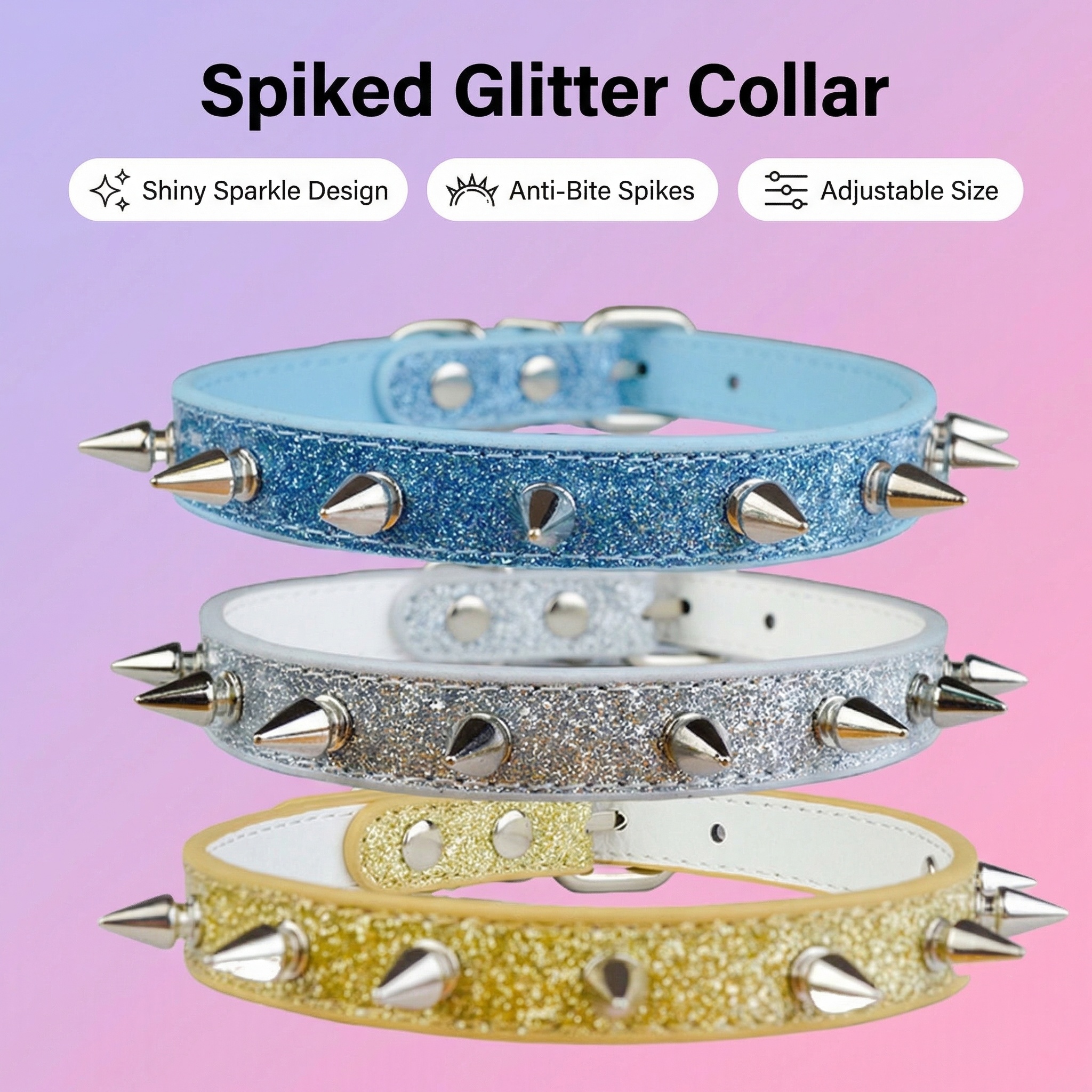 Punk Style Rivet Pet Collar Le - Leather Strap Quick Release 评论和价格