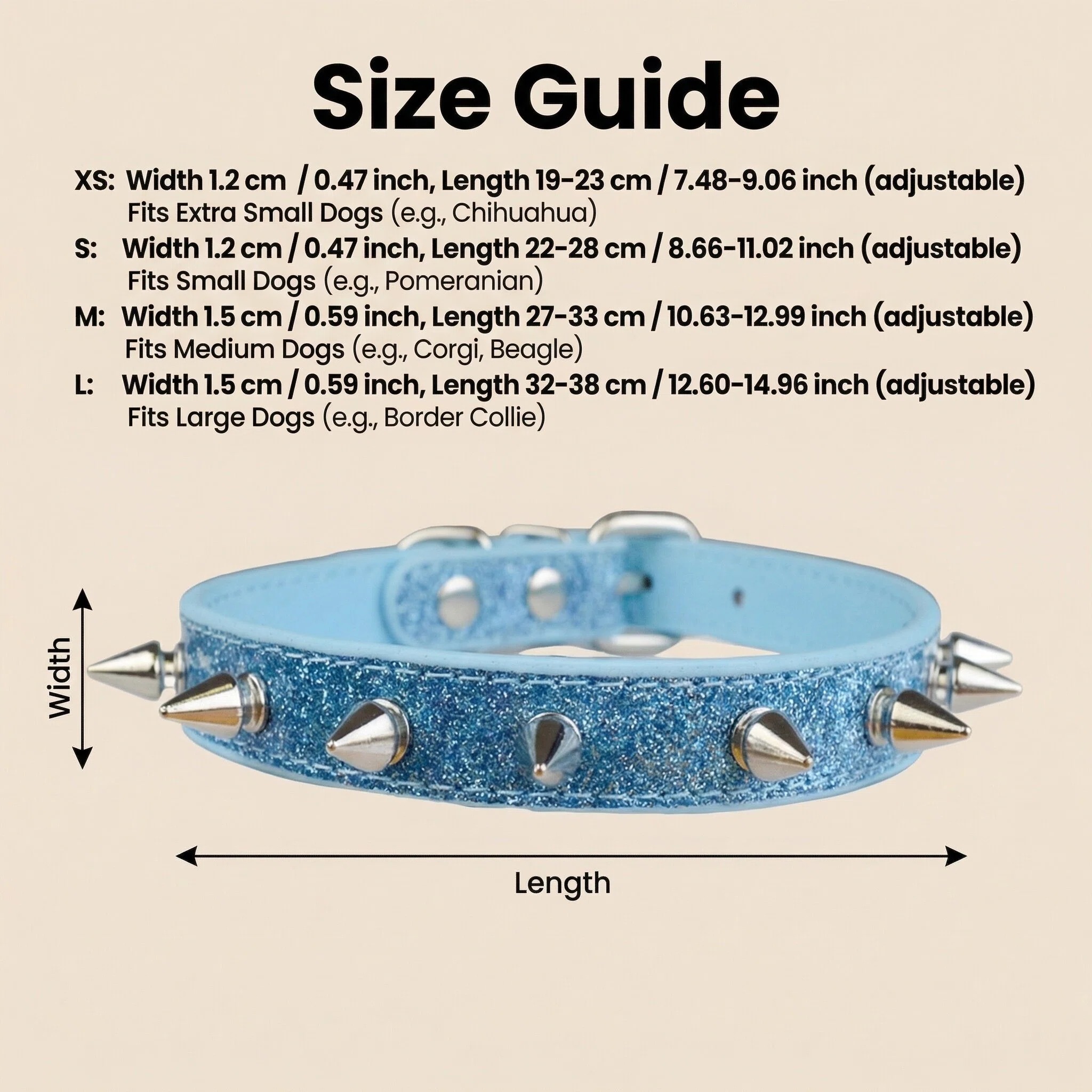Punk Style Rivet Pet Collar Le - Leather Strap Quick Release 评论和价格