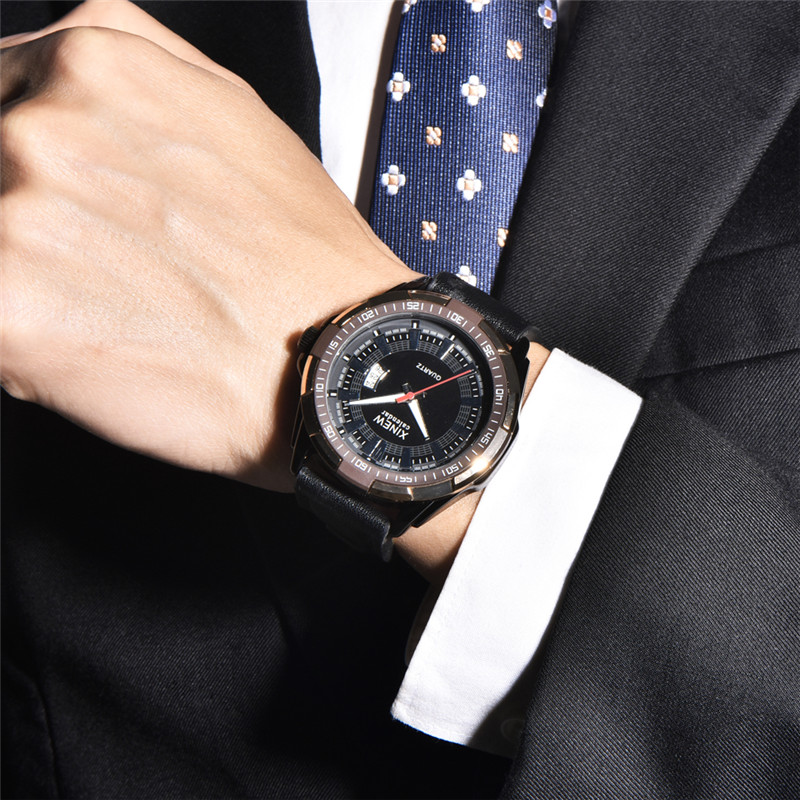 Men XINEW Brand Watches Studen - Leather Watch Band Men 评论和价格