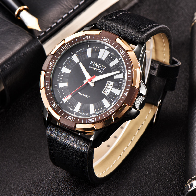 Men XINEW Brand Watches Studen - Leather Watch Band Men 评论和价格