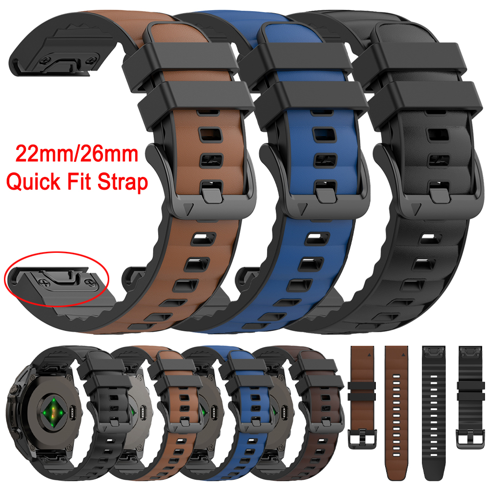 Quick Fit 22mm 26mm Leather+Si - Leather Strap Quick Release 评论和价格