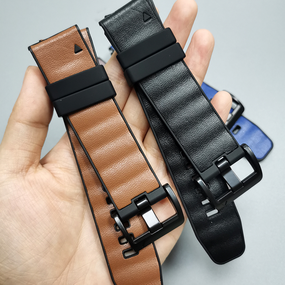 Quick Fit 22mm 26mm Leather+Si - Leather Strap Quick Release 评论和价格