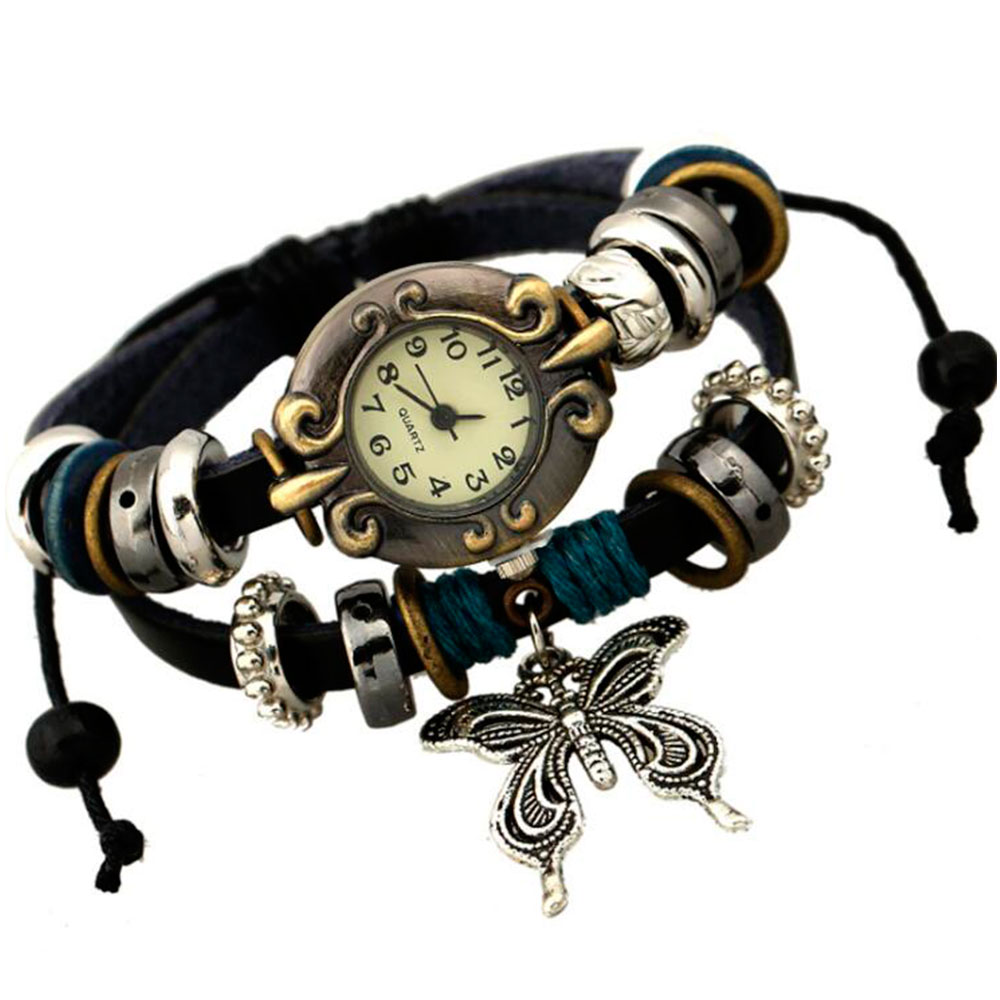 Handmade Butterfly Beads Brace - Leather Watch Band Men 评论和价格