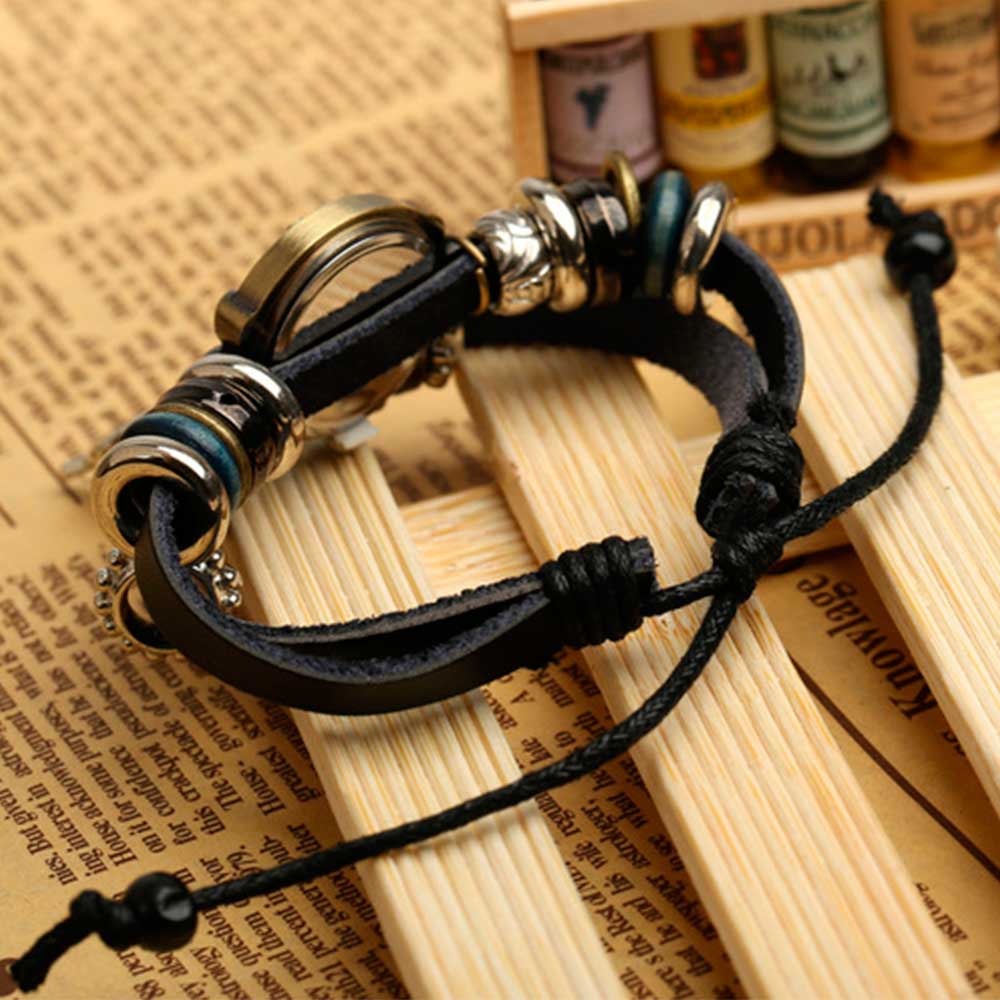 Handmade Butterfly Beads Brace - Leather Watch Band Men 评论和价格