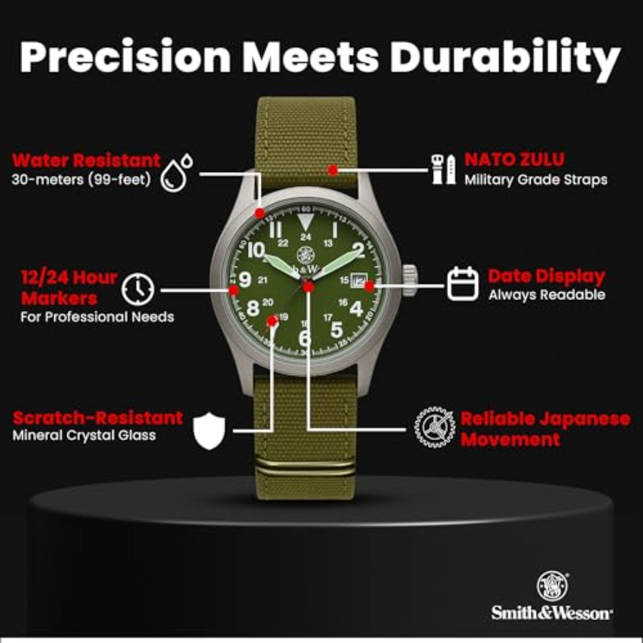 Men's Military Watch, 3 Interc - Canvas Strap Watch 评论和价格