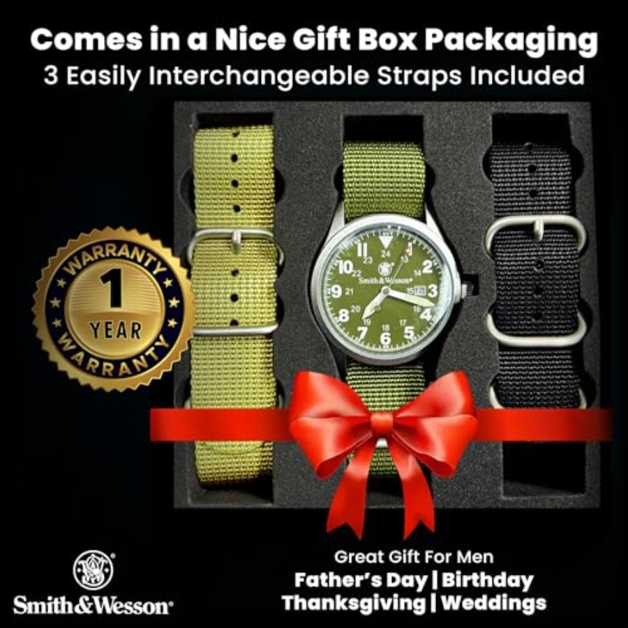 Men's Military Watch, 3 Interc - Canvas Strap Watch 评论和价格