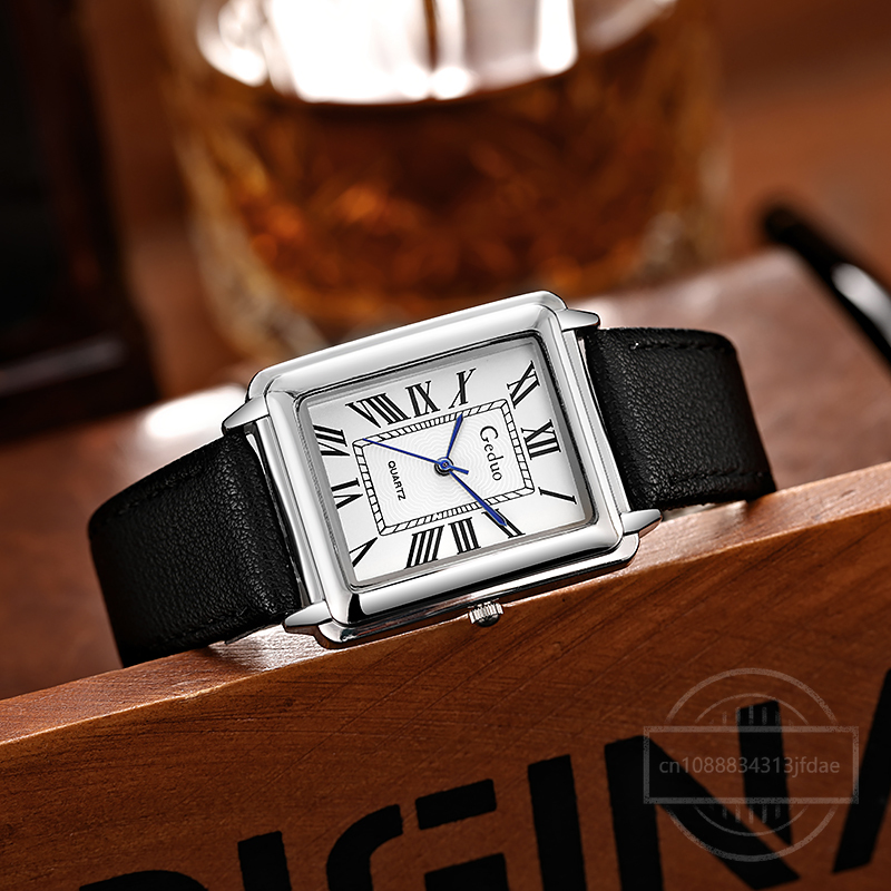 New Fashion Designer Rectangle - Leather Watch Band Men 评论和价格