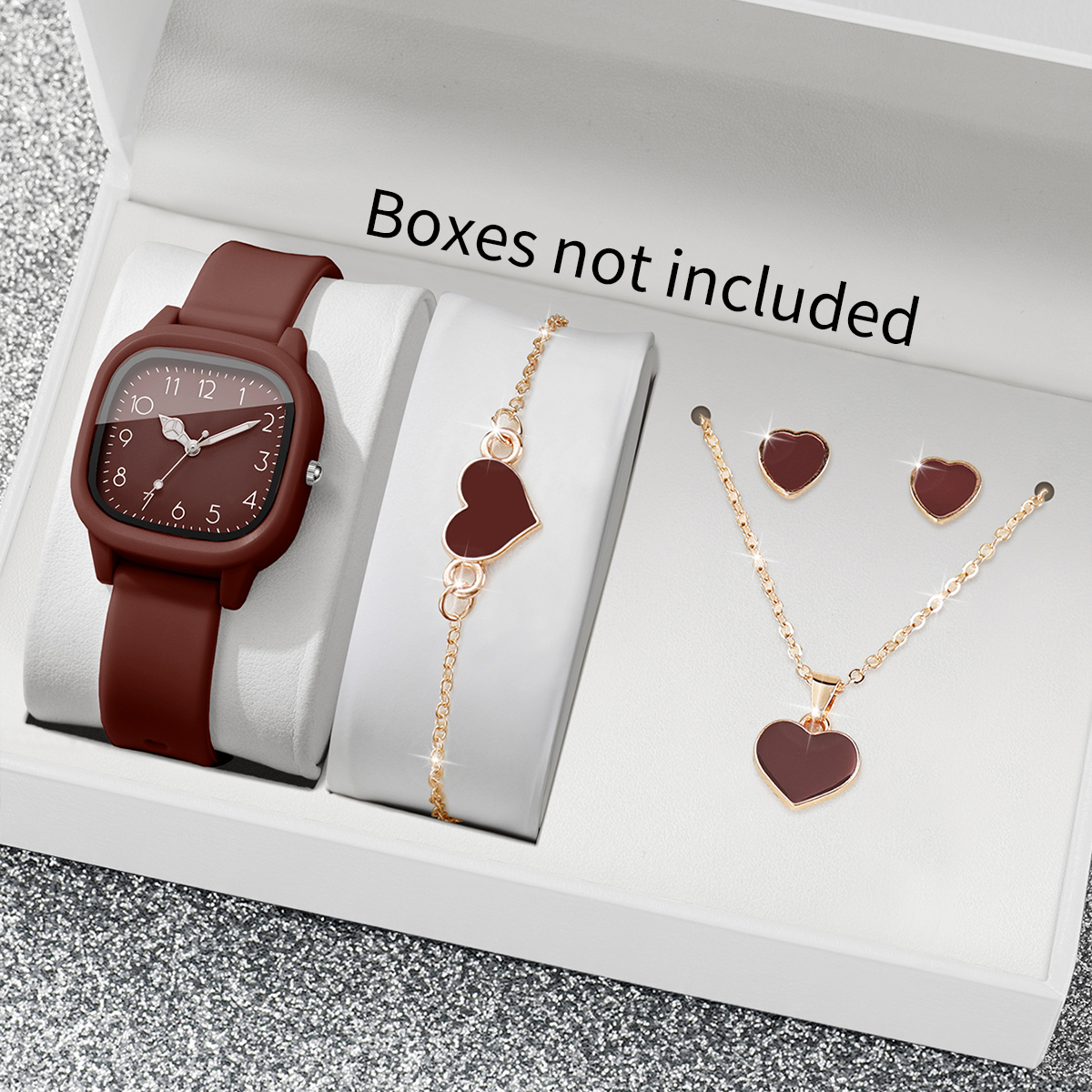 5PCS Fashion Women Watches Hea - Silicone Band Women 评论和价格