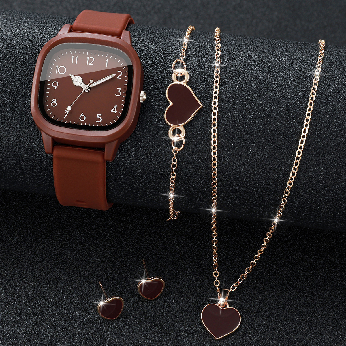 5PCS Fashion Women Watches Hea - Silicone Band Women 评论和价格