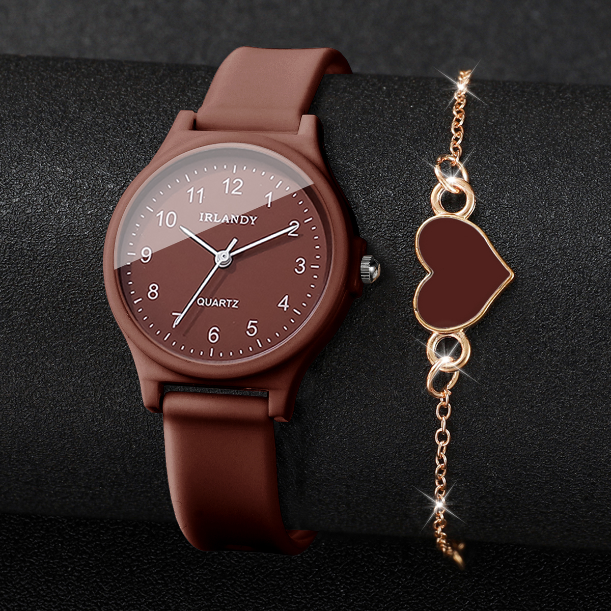 2PCS Fashion Arabic Dial Women - Silicone Band Women 评论和价格