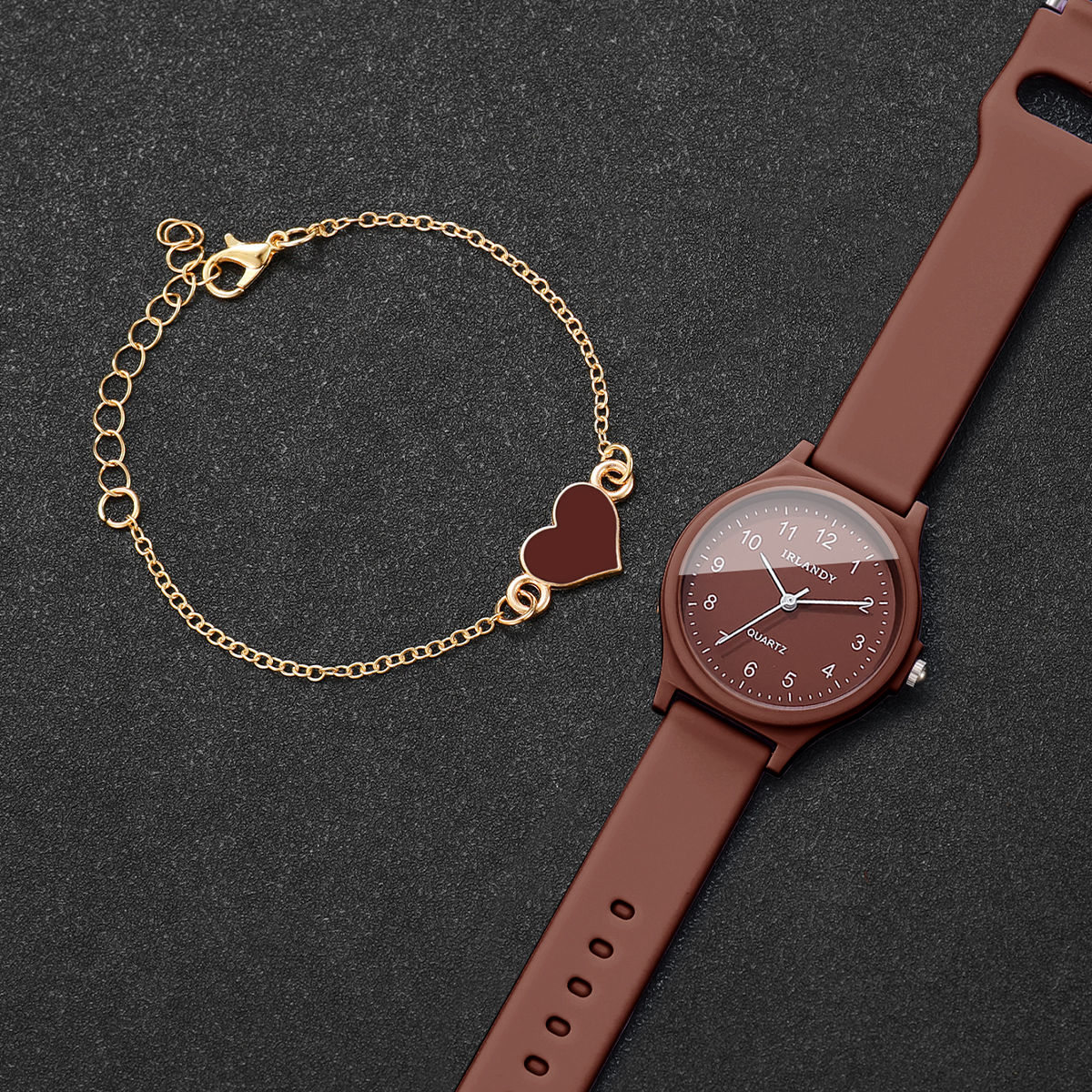 2PCS Fashion Arabic Dial Women - Silicone Band Women 评论和价格