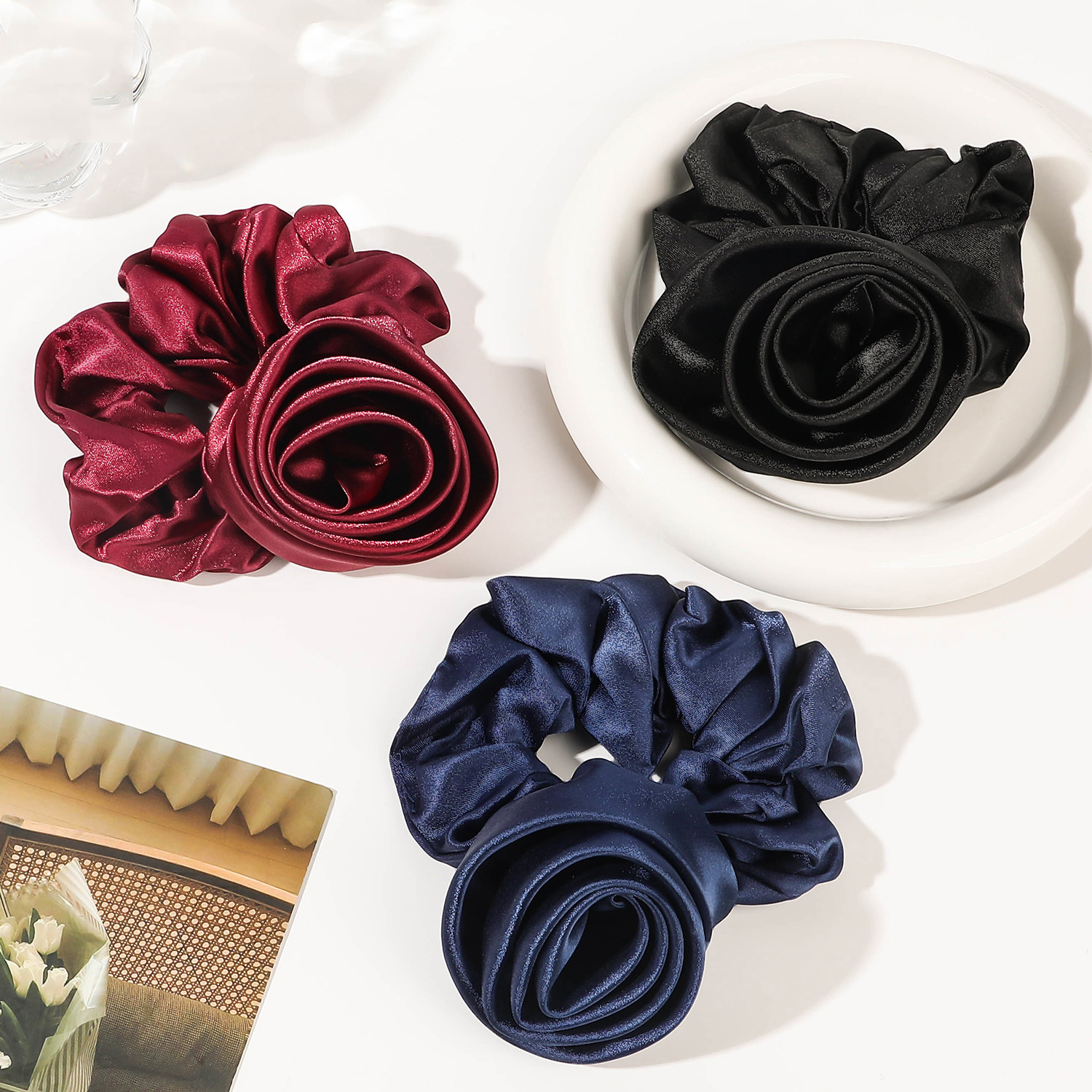 Korean Women Rose Elastic Hair - Silicone Band Women 评论和价格