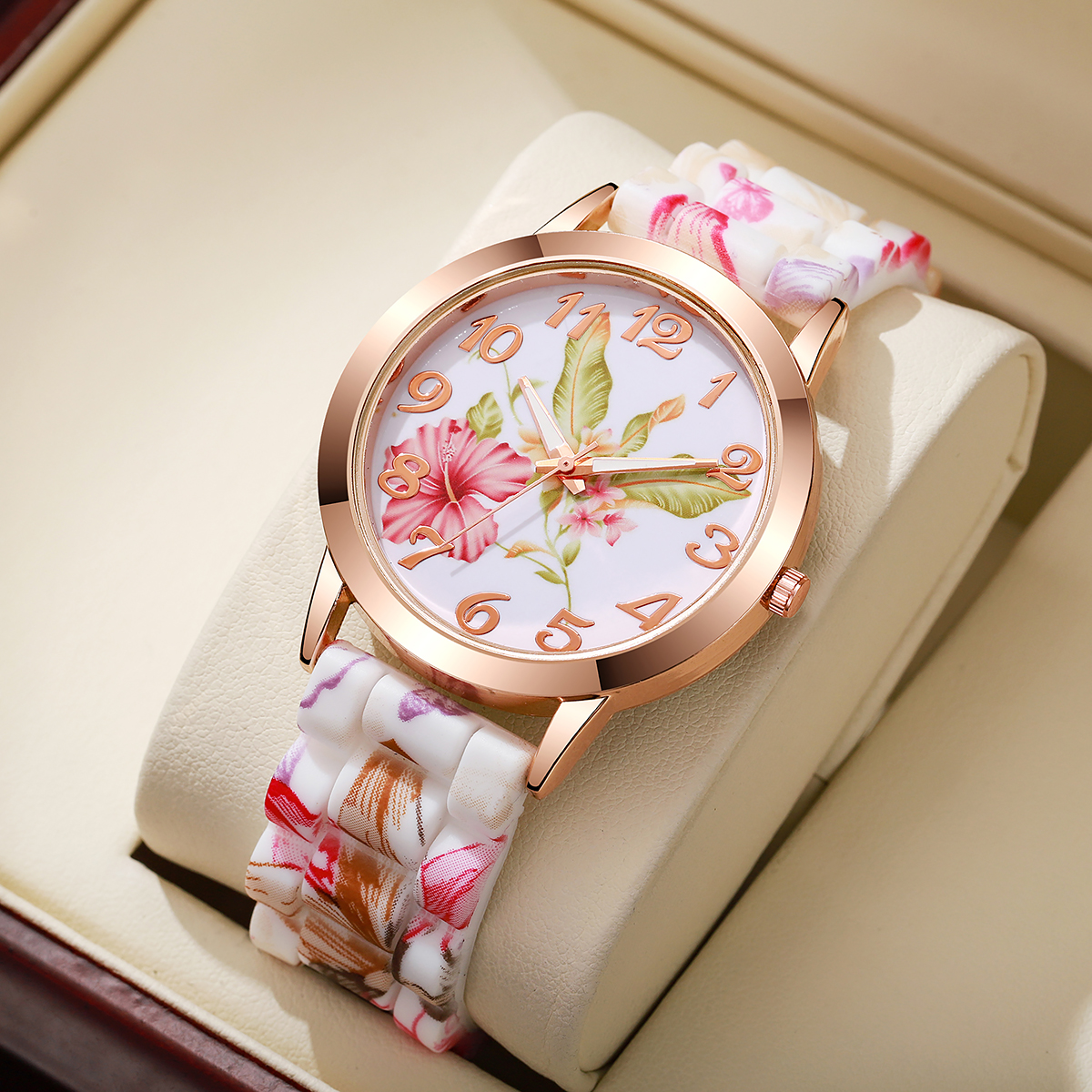 Fashion Flowers Printed Women  - Silicone Band Women 评论和价格
