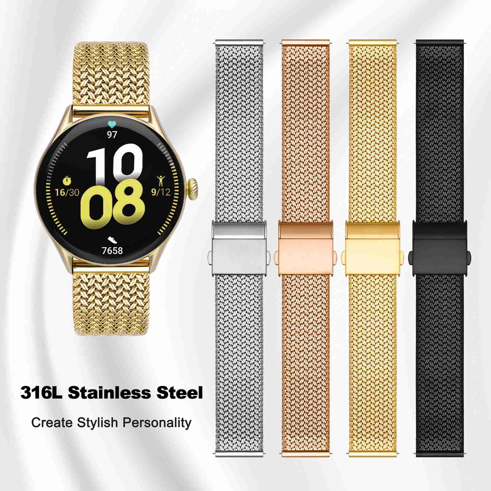 WOCCI Metal Watch Bands 316L S - Mesh Strap Metal 评论和价格